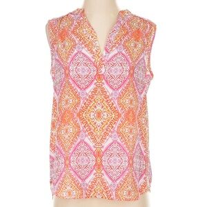 Violet + Claire Women’s Pink, Orange, & White Sleeveless High Low Blouse Small